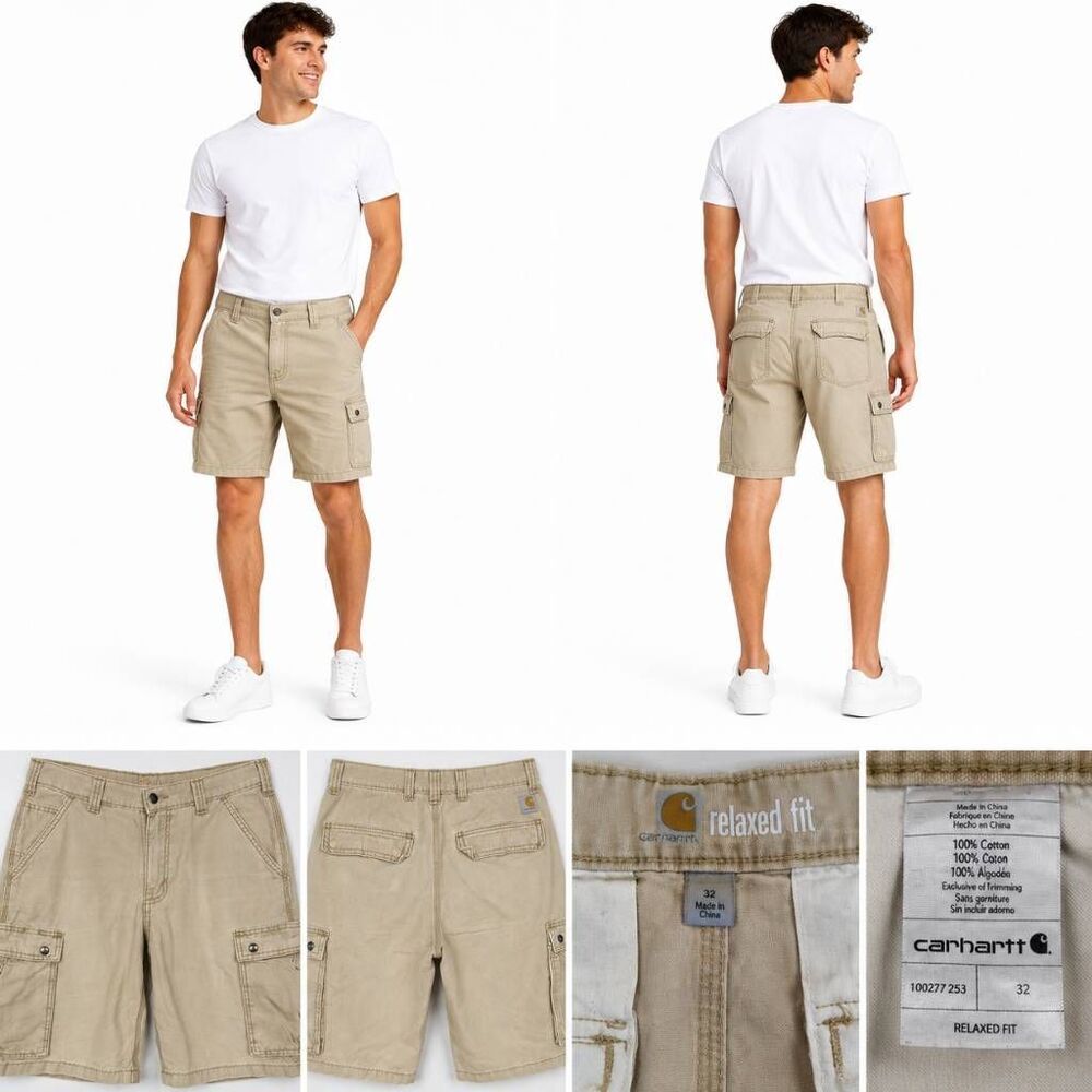 Carhartt Relaxed Fit Cargo Shorts Khaki Size 32 Men's